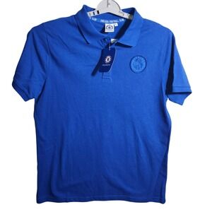Chelsea FC Retro Polo Shirt Mens Medium Royal Blue Cotton Official Licensed New